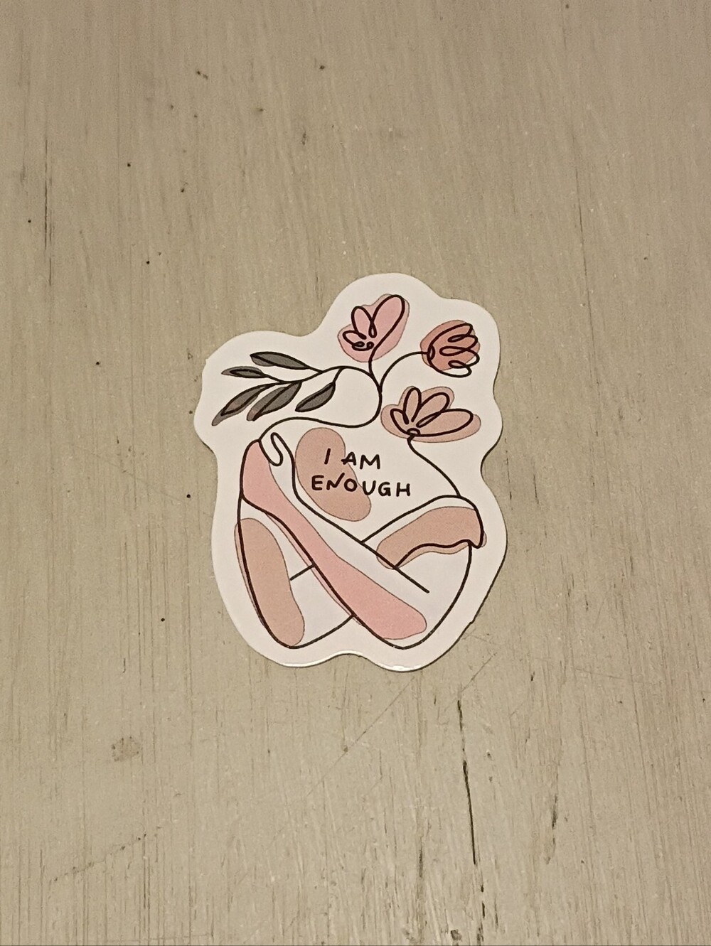 10/$10 Sticker Decal - I Am Enough - Flowers & Shape Of Hug - New